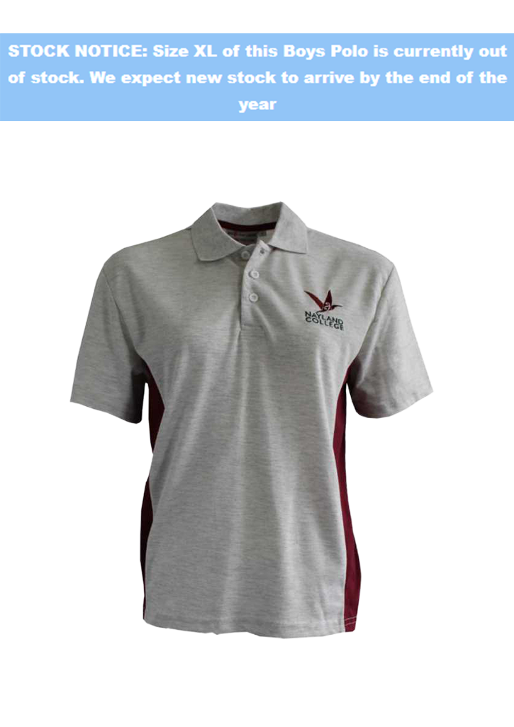 Nayland College Senior Boys Polo Light Grey/Maroon