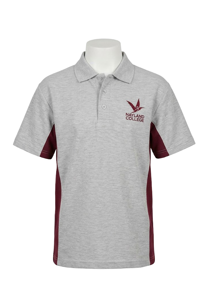 Nayland College Senior Boys Polo Light Grey/Maroon